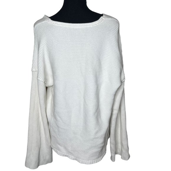 Free People La Brea V Neck Heavy Knit Pullover Off‎ White Sweater Small - Picture 3 of 7